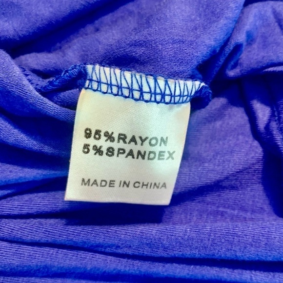 NWT Mini Dress Large Bikatu Royal Blue Animal Panel Asymmetrical Shoulders - Picture 11 of 14